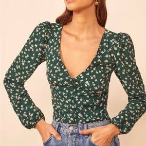 Reformation Nell Top Women’s Medium Green Floral